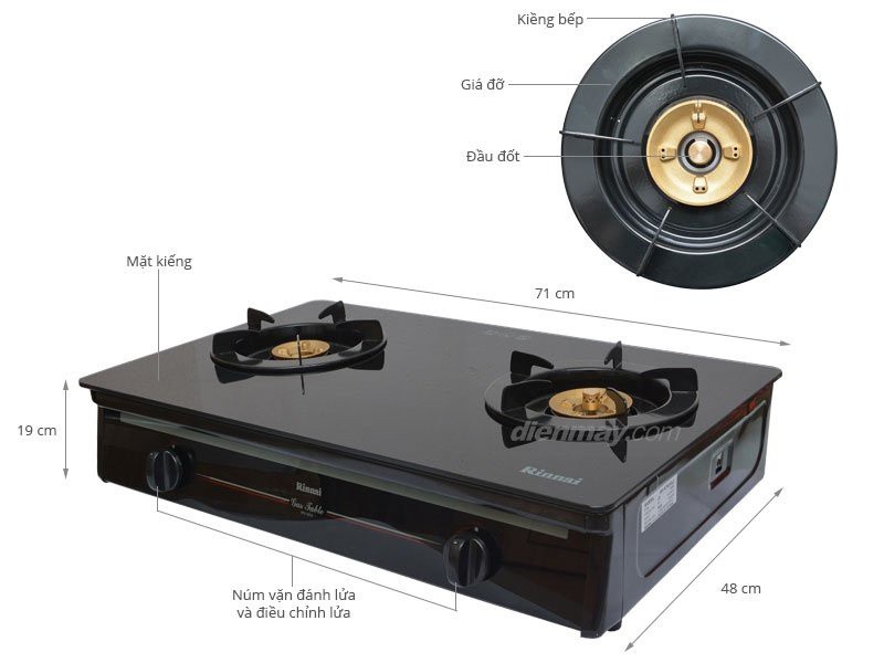 Thông số kỹ thuật Bếp gas đôi Rinnai RV-970(GL)